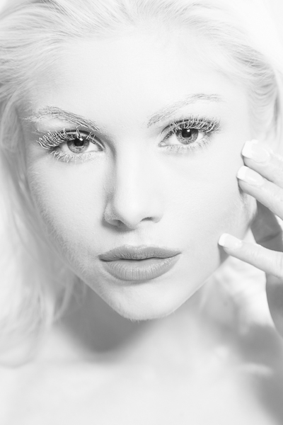black and white portrait taken with a beauty dish