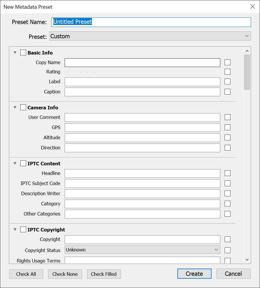 » Eye 4 Photography the New Metadata Preset window